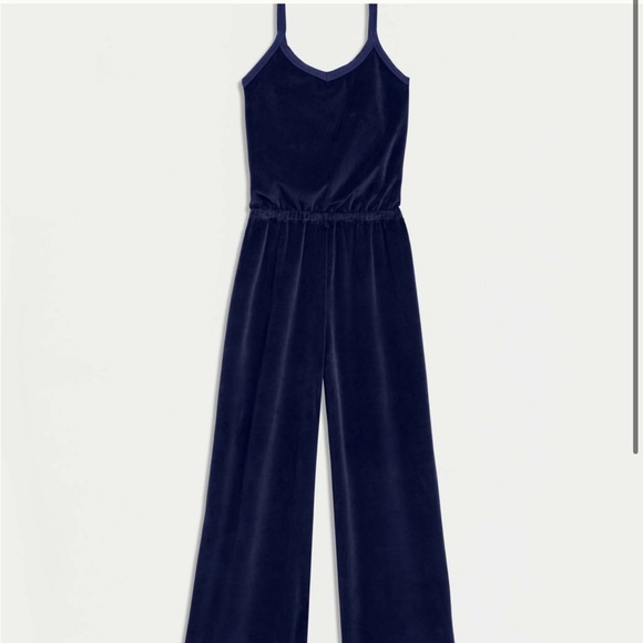 Suzie Kondi Elma Flare Jumpsuit Velour Navy M EUC - Picture 8 of 9